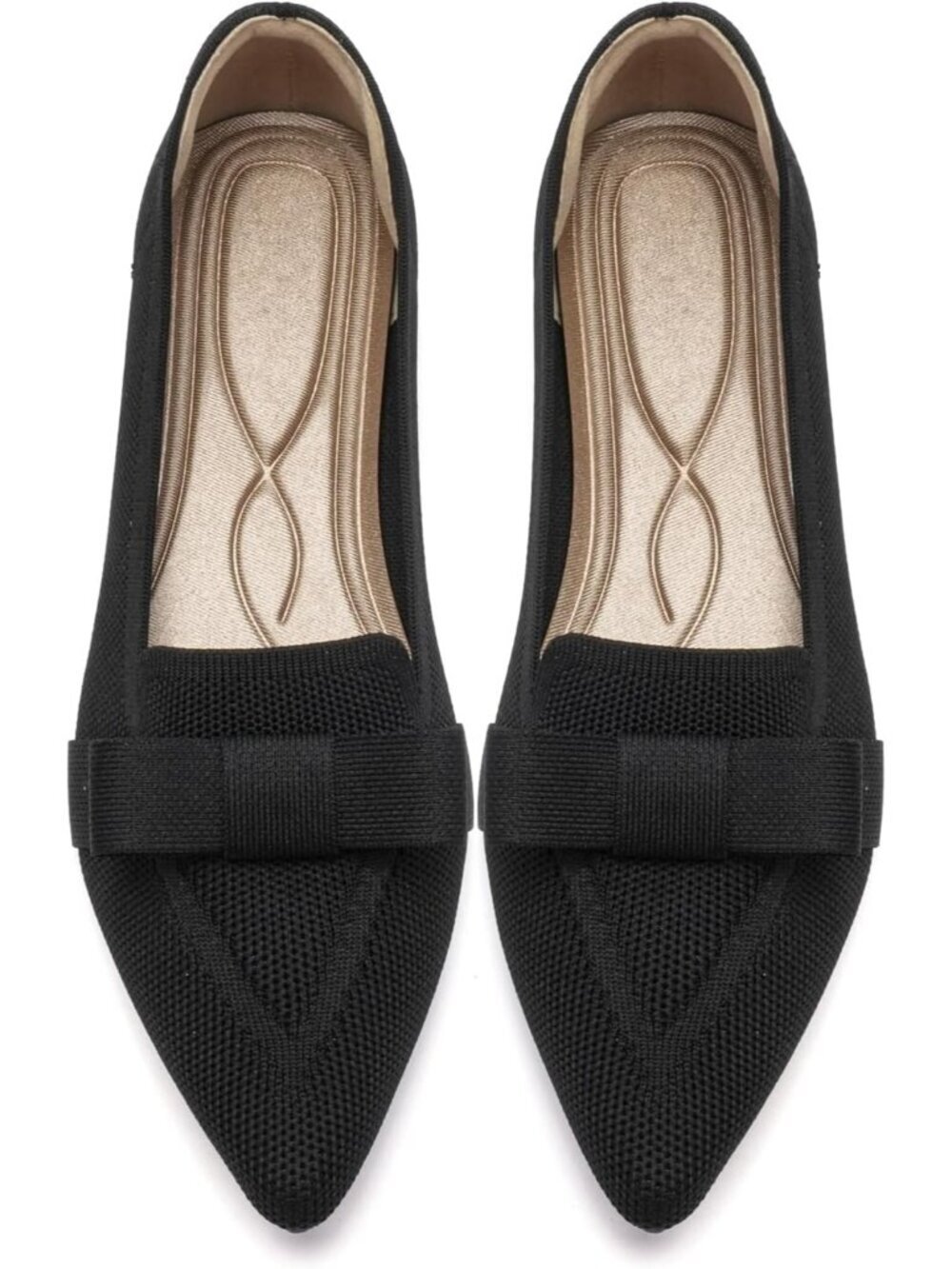 Women's Black Mesh Comfortable Ballerina Slip On Pointed Toe Ballet Flat Shoes